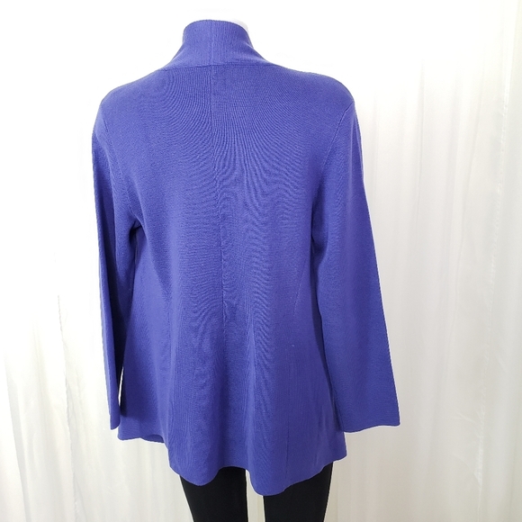 Eileen Fisher silk/cotton blue open front cardigan sweater size medium - Picture 7 of 9